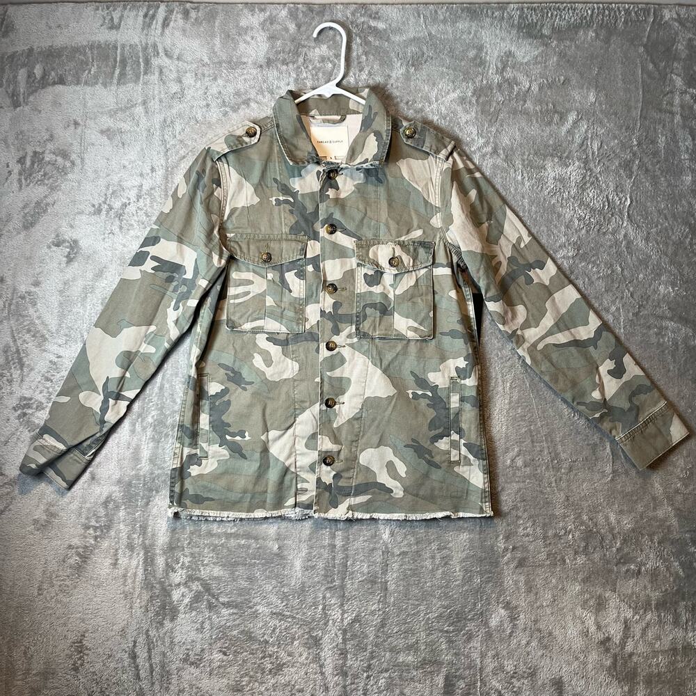 Thread & Supply Camo Utility Shacket Military Army Green Field Jacket Small New